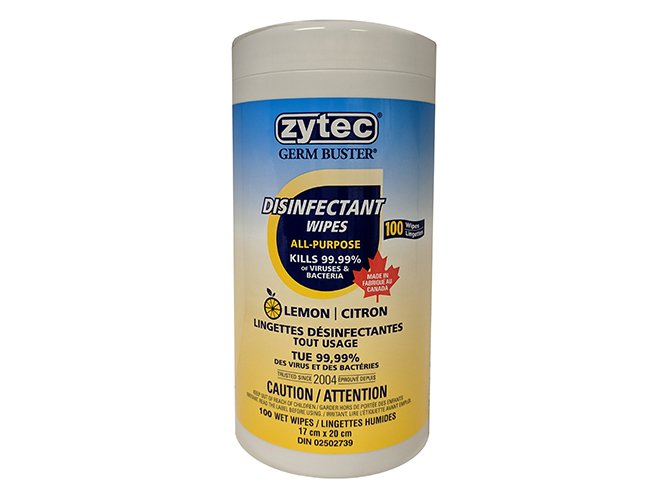 Zytec All Purpose Disinfectant Wipes Lemon Scented, 100 wipes